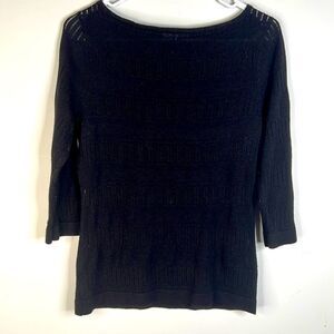 New‎ York and Company Black Popover Eyelet Sweater Size Small